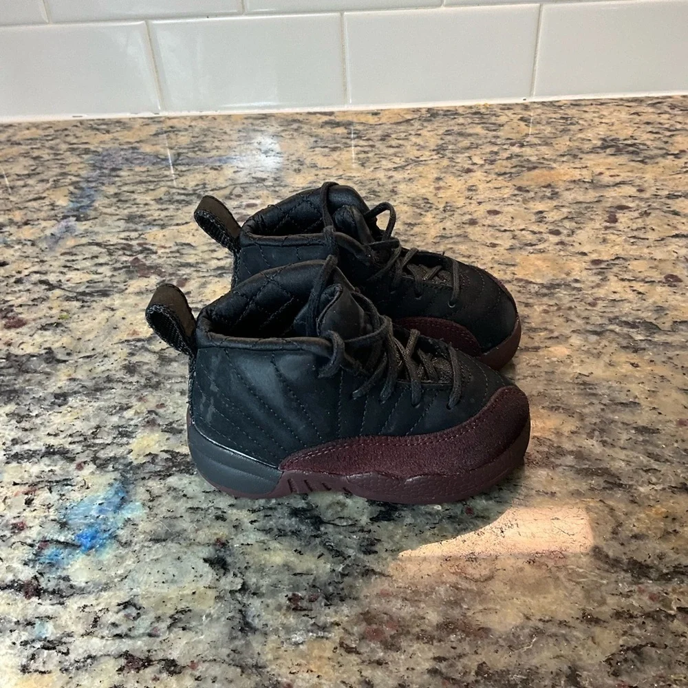 Air Jordan 12 Retro A Ma Maniere (TD) Size 5c  Black Burgundy - Picture 2 of 5